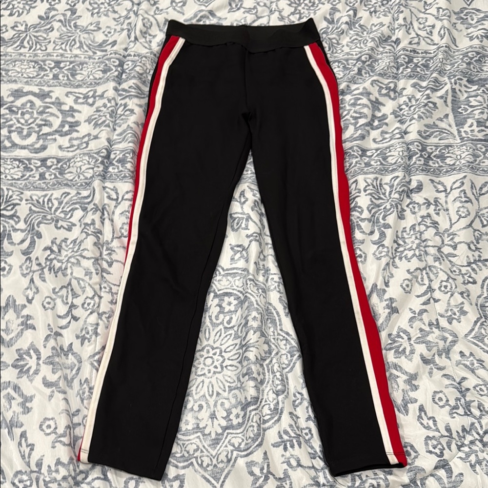 Zara Black Leggings with Red and White Stripes